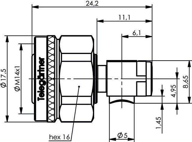 Telegärtner 100025473 100025473 2.2-5 Steckverbinder Stecker, gewinkelt 1St.