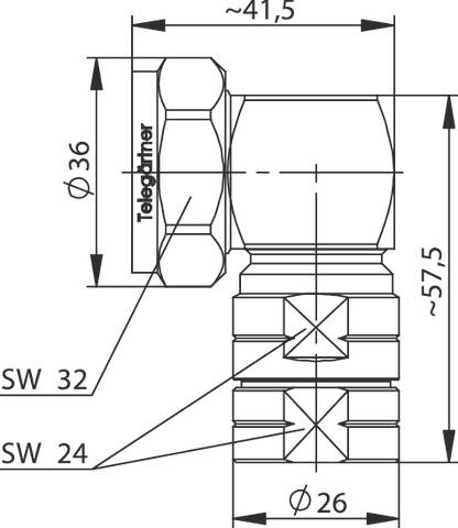 Telegärtner 100024389 100024389 7-16-DIN-Steckverbinder Stecker, gewinkelt 50Ω 1St.