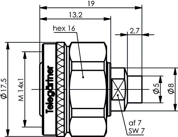Telegärtner 100025457 100025457 2.2-5 Steckverbinder Stecker, gerade 1St.