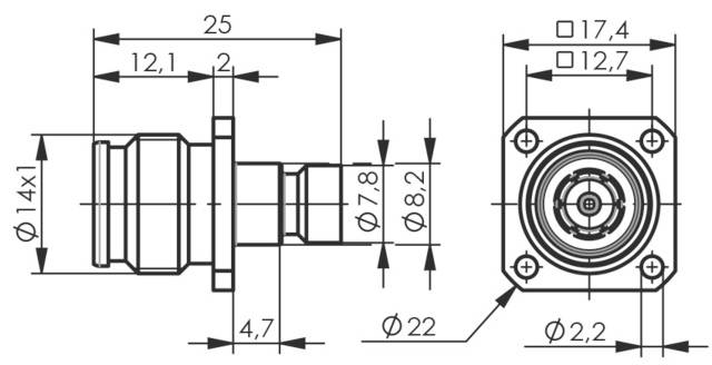 Telegärtner 100025513 100025513 2.2-5 Steckverbinder Kupplung, gerade 1St.