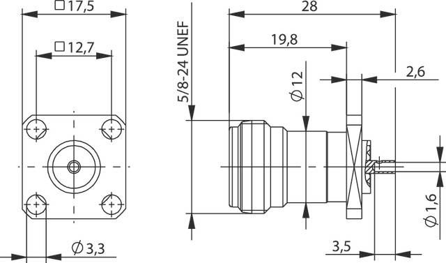 Telegärtner 100024066 100024066 N-Steckverbinder Kupplung, gerade 50Ω 1St.