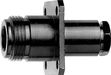 Ein schwarzes, metallisches Rohr mit Gewinde, das ein Verbindungsstück oder eine Kupplung darstellt.