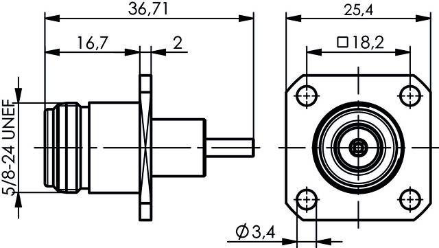 Telegärtner 100024037 100024037 N-Steckverbinder Kupplung, gerade 50Ω 1St.