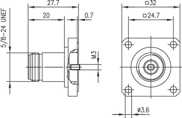Telegärtner 100024100 100024100 N-Steckverbinder Kupplung, gerade 50Ω 1St.