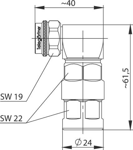 Telegärtner 100023951 100023951 N-Steckverbinder Stecker, gewinkelt 50Ω 1St.
