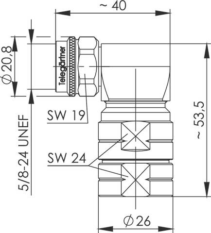 Telegärtner 100023922 100023922 N-Steckverbinder Stecker, gewinkelt 50Ω 1St.