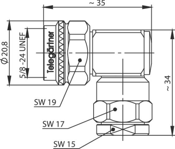Telegärtner 100023975 100023975 N-Steckverbinder Stecker, gewinkelt 50Ω 1St.