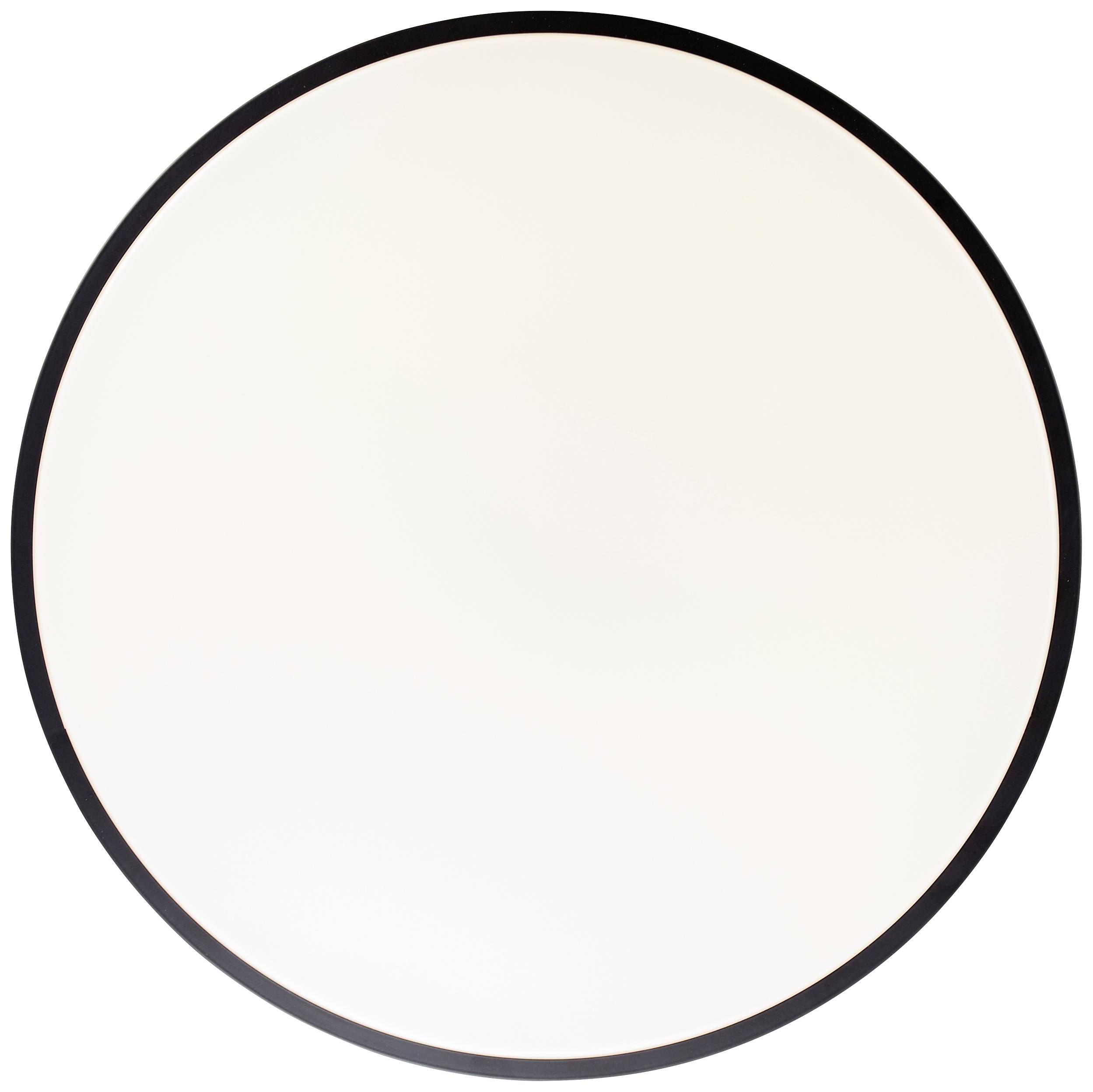 Ein großer, heller Kreis mit einem dünnen, dunklen Rand auf weißem Hintergrund.