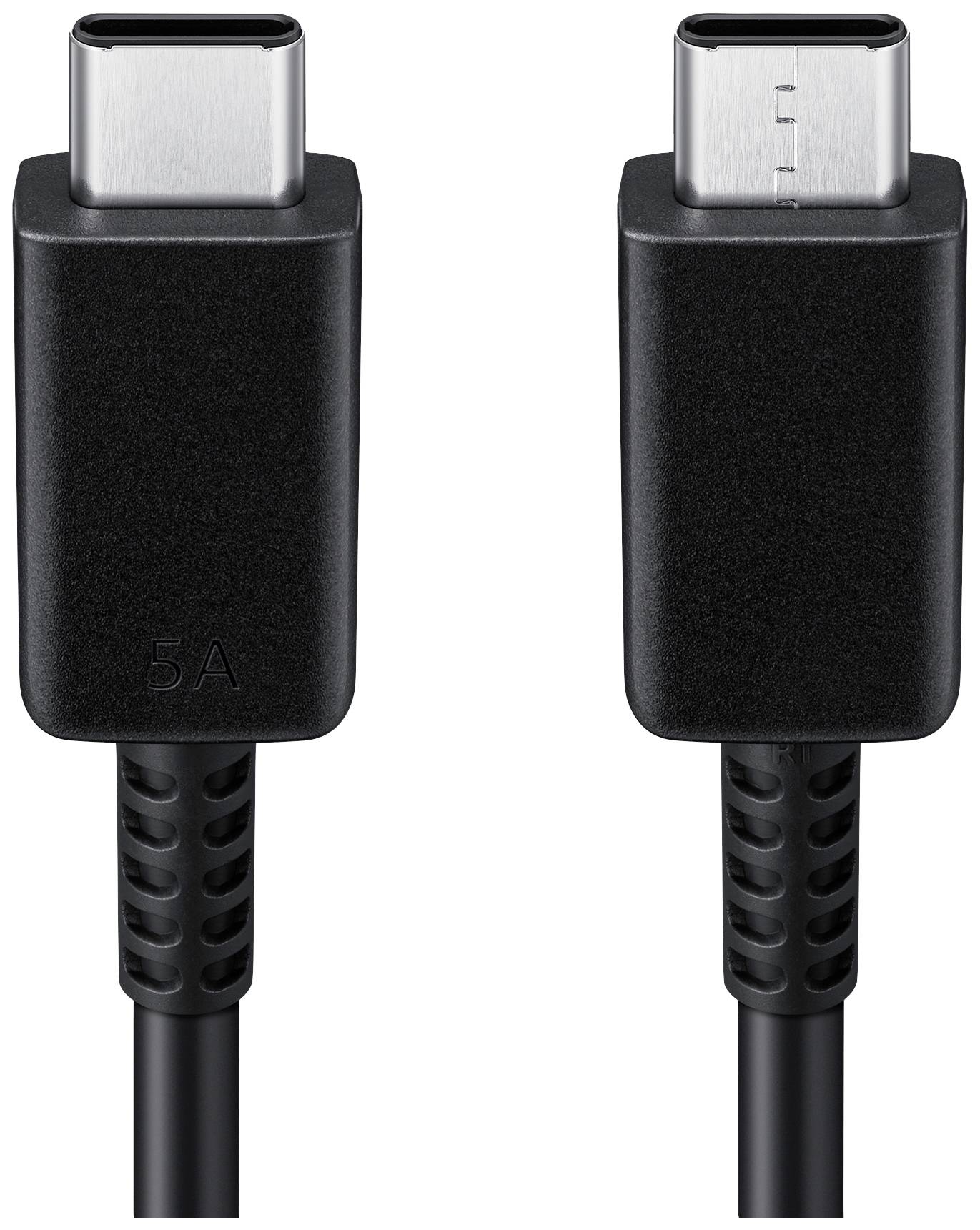Zwei USB-C-Stecker nebeneinander, beide schwarz mit 5A-Markierung. Sie sind für den Daten- und Stromanschluss konzipiert.