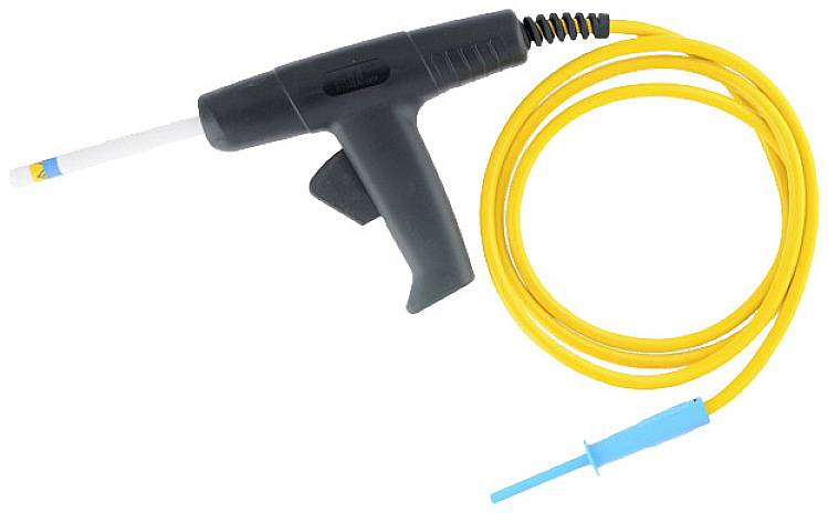 Ein schwarzes thermoplastisches Gerät mit gelbem Schlauch und blauer Spitze, dient zur Anwendung von Versiegelungsmaterial.