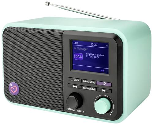 Dual BR Schlager Tischradio DAB+, DAB, UKW DAB+, USB, AUX, Bluetooth® wiederaufladbar Schwarz, Grü