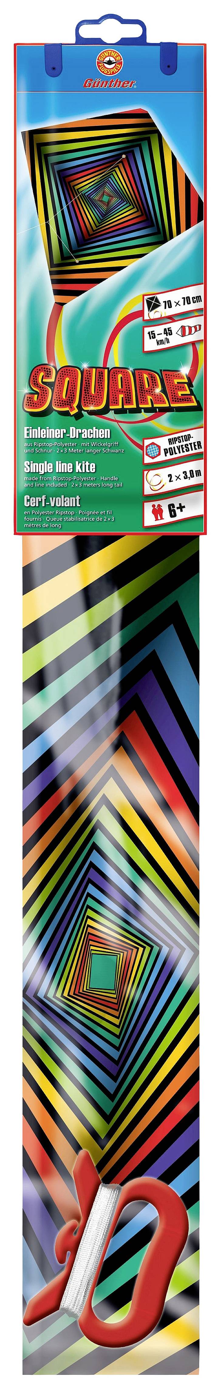 Günther Flugspiele Drachen Square Spannweite (Details) 700mm Windstärken-Eignung 4 - 9 bft