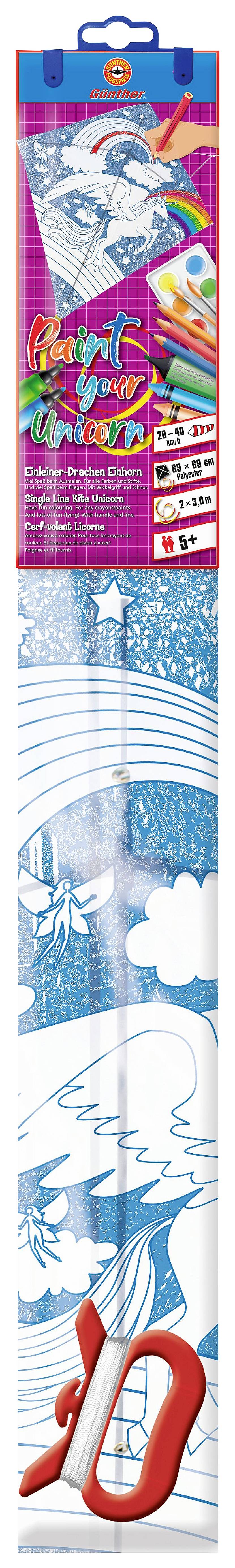 Günther Flugspiele Drachen Einhorn-Landschaft Spannweite (Details) 690mm Windstärken-Eignung 4 - 9 bft