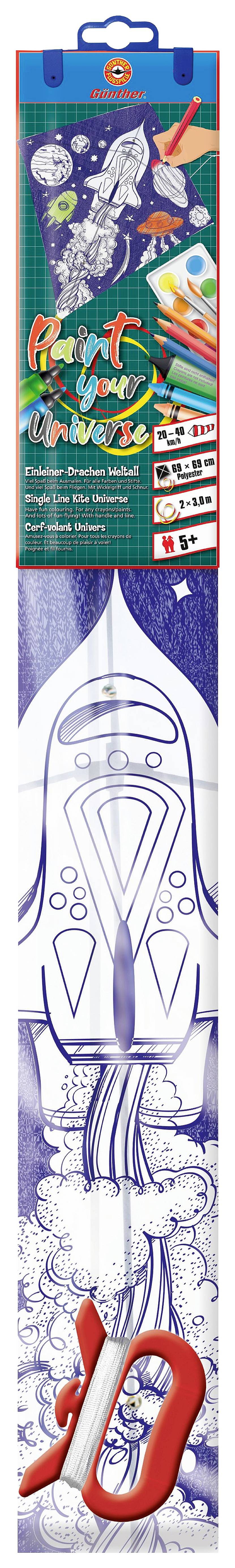 Günther Flugspiele Drachen Weltraum-Atmosphäre Spannweite (Details) 690mm Windstärken-Eignung 4 - 9 bft