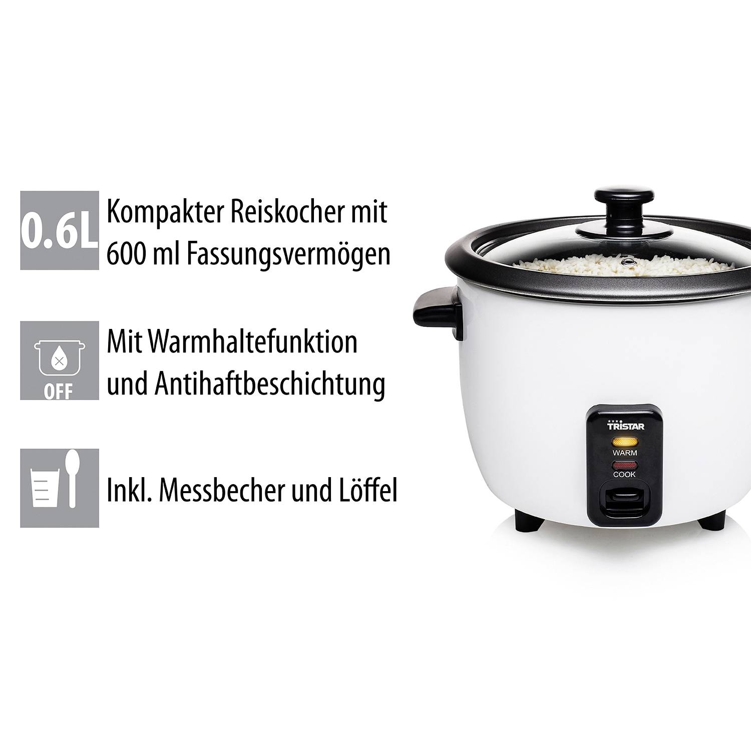 Tristar RK-6117 Reiskocher Weiß