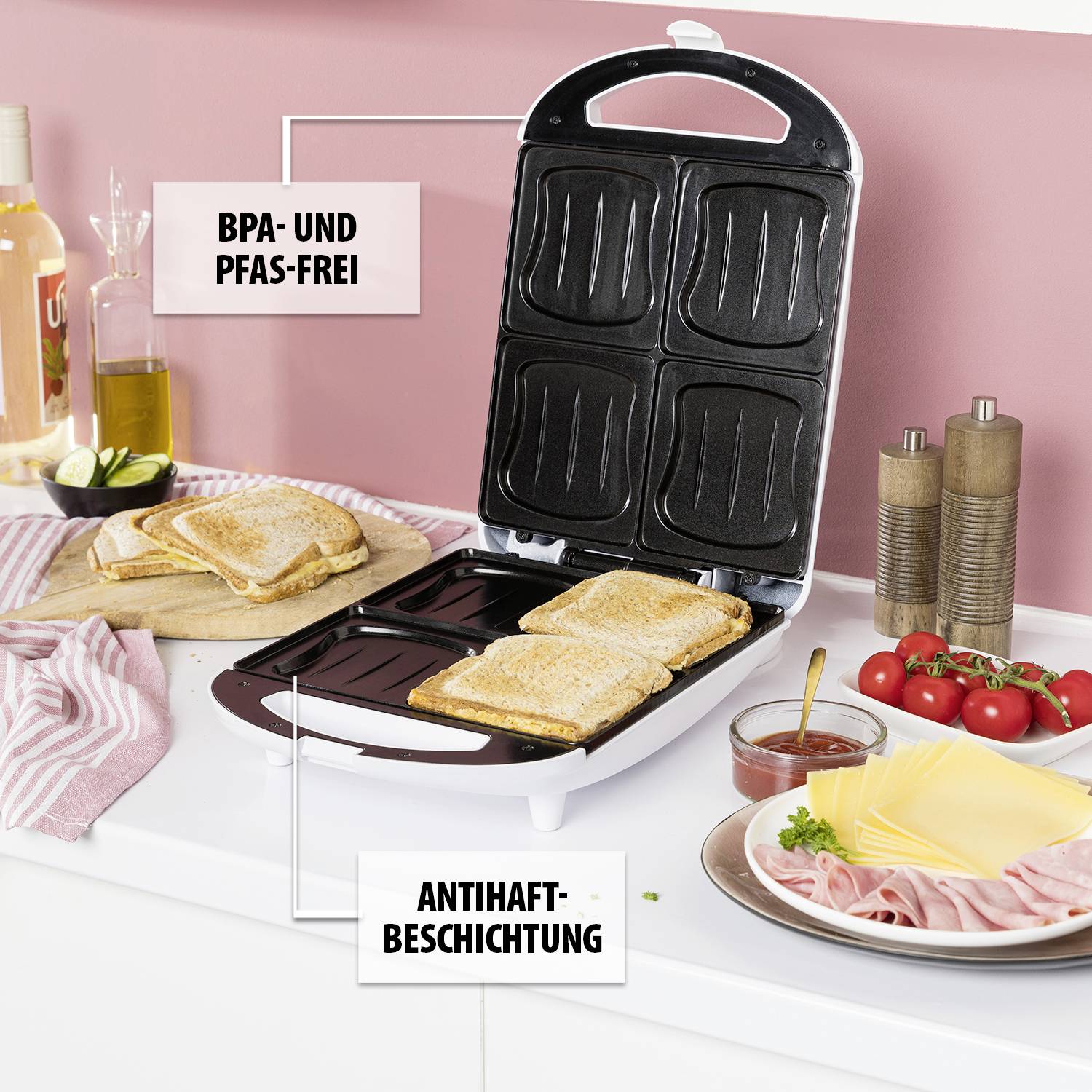 Tristar SA-3065 Sandwichmaker 4Pfännchen Weiß