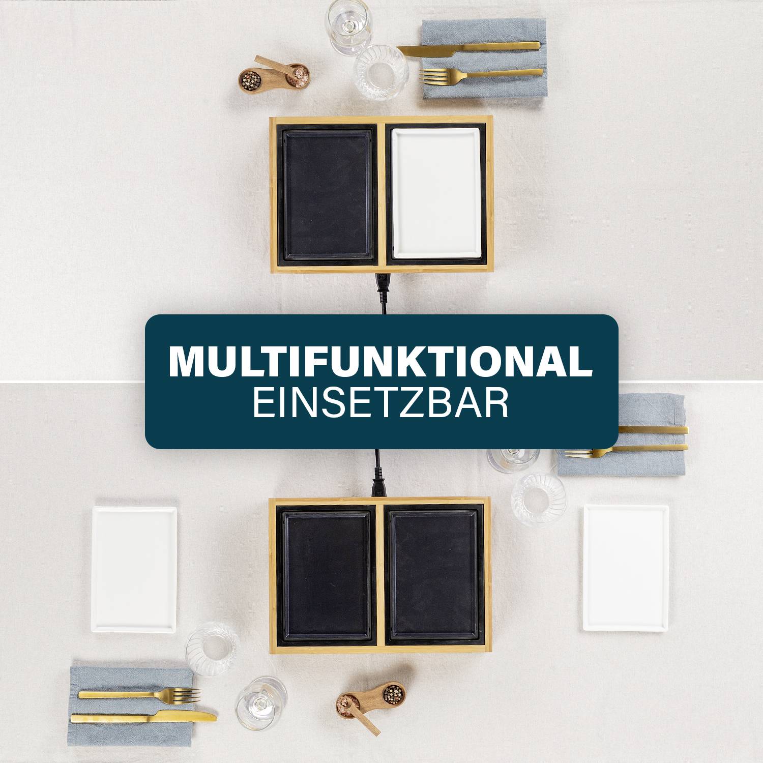 Princess 104020 Elektro Tischgrill Schwarz, Bambus