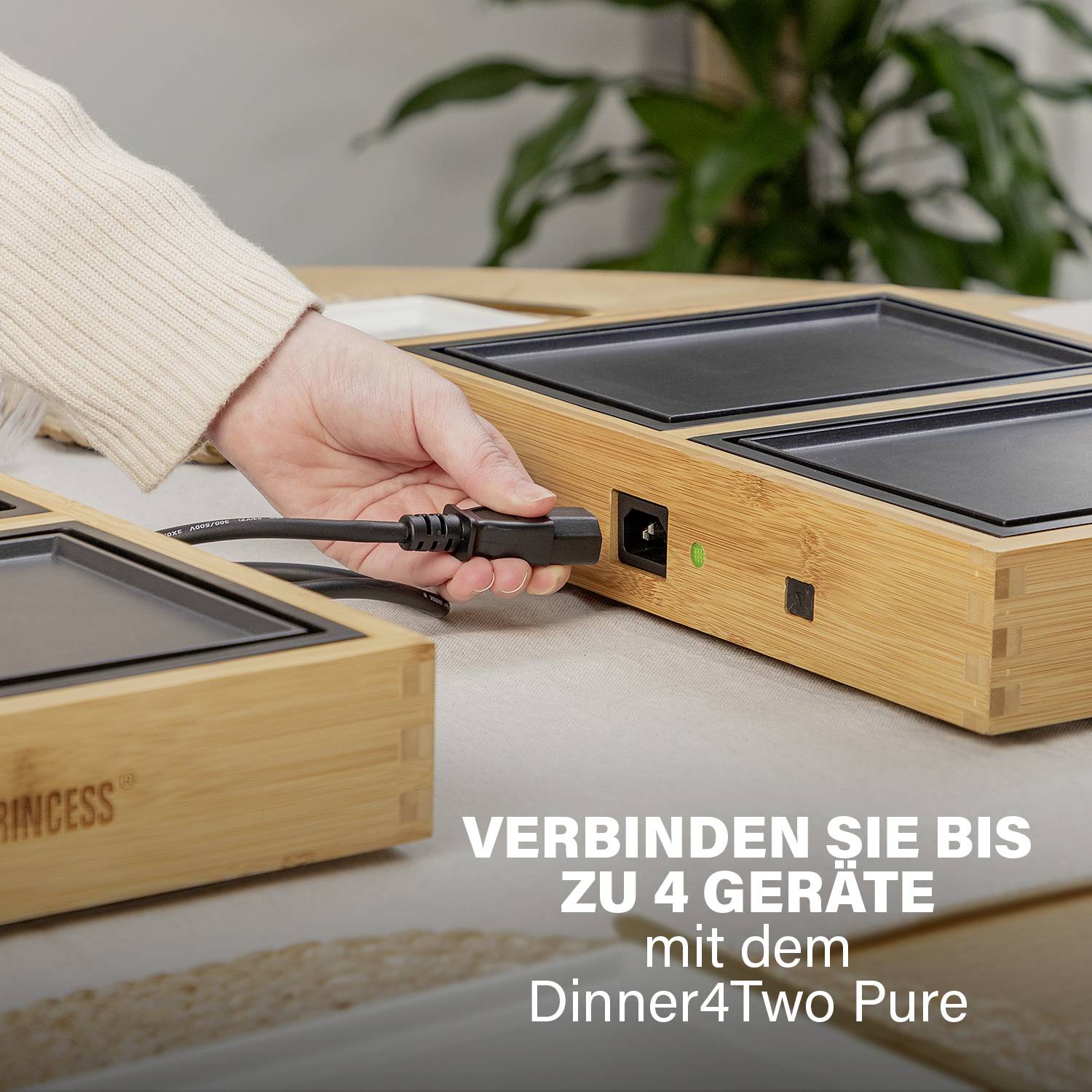 Princess 104020 Elektro Tischgrill Schwarz, Bambus