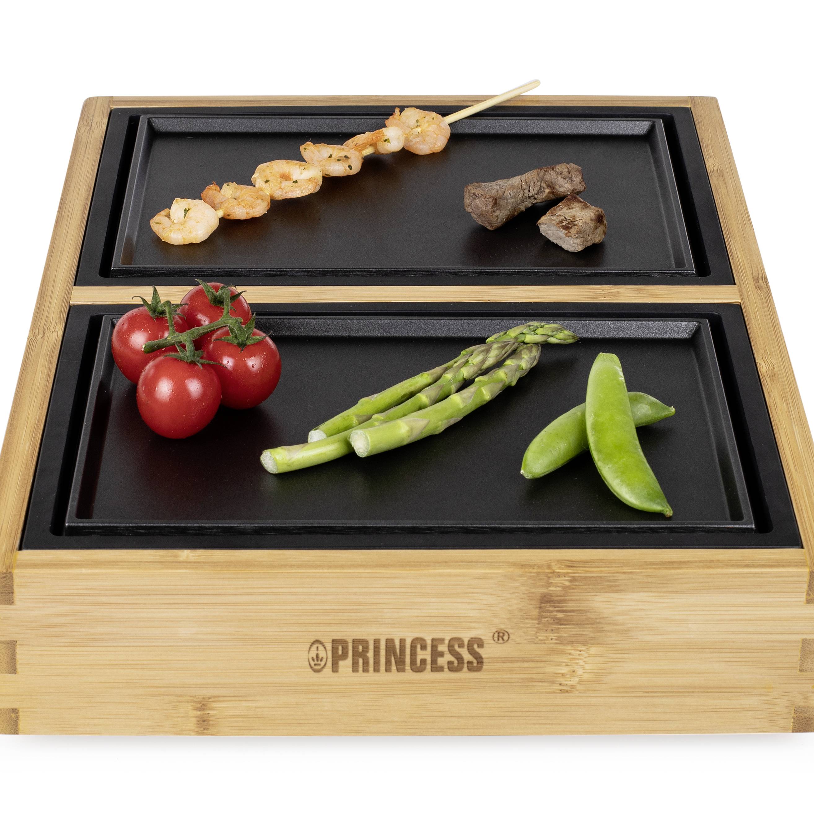 Princess 104020 Elektro Tischgrill Schwarz, Bambus