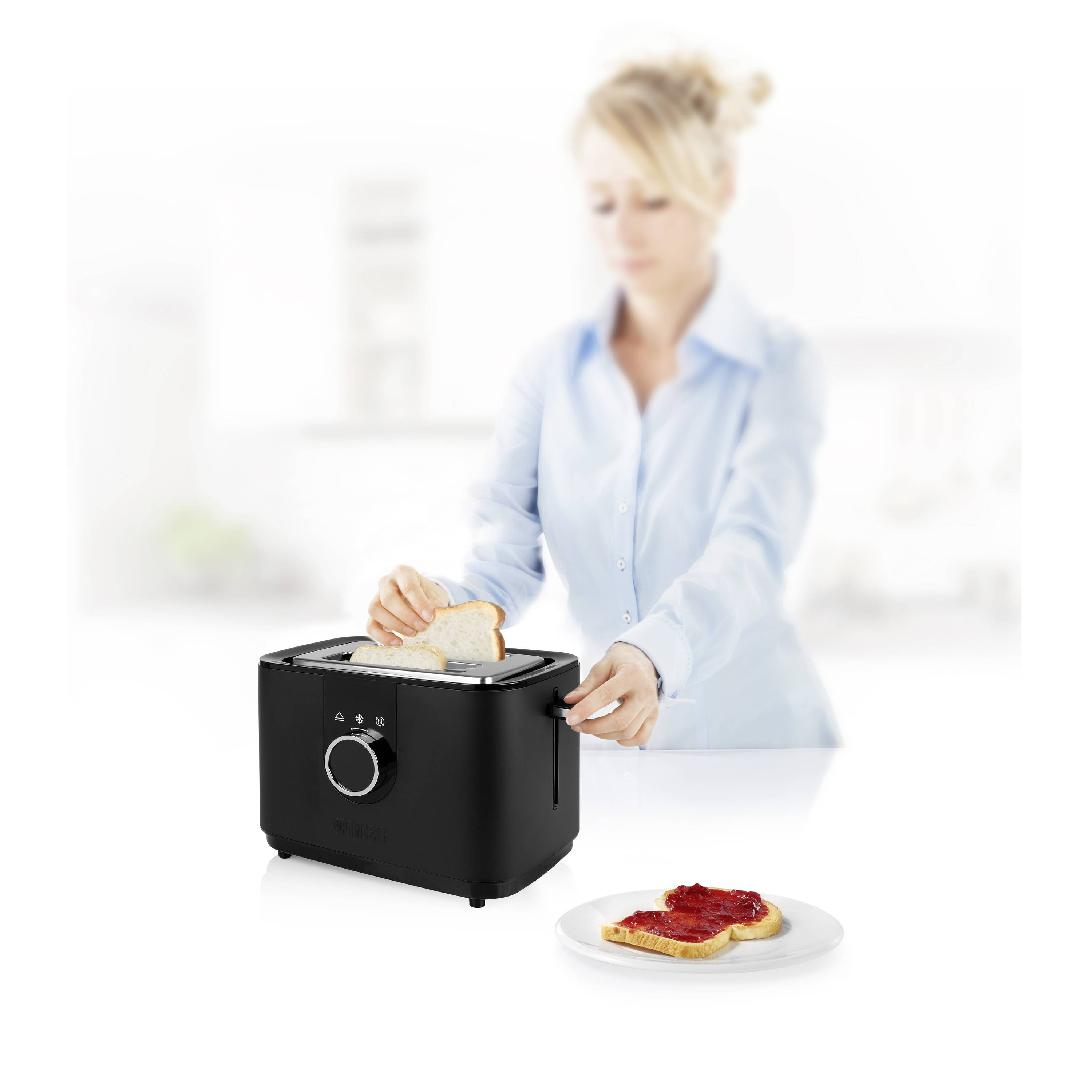 Princess 142360 Toaster mit Brötchenaufsatz Schwarz