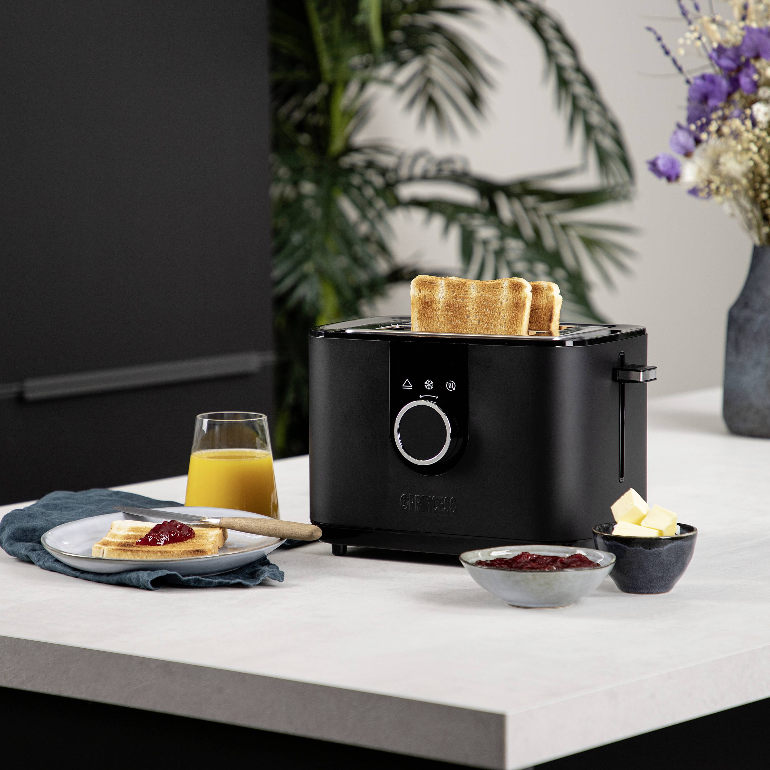 Princess 142360 Toaster mit Brötchenaufsatz Schwarz