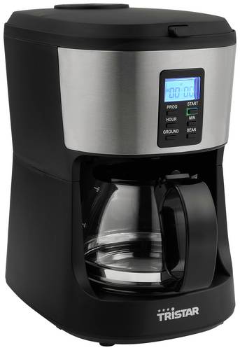 Tristar CM-1280 Kaffeemaschine Schwarz, Edelstahl Fassungsvermögen Tassen=6 mit Mahlwerk, Timerfunk
