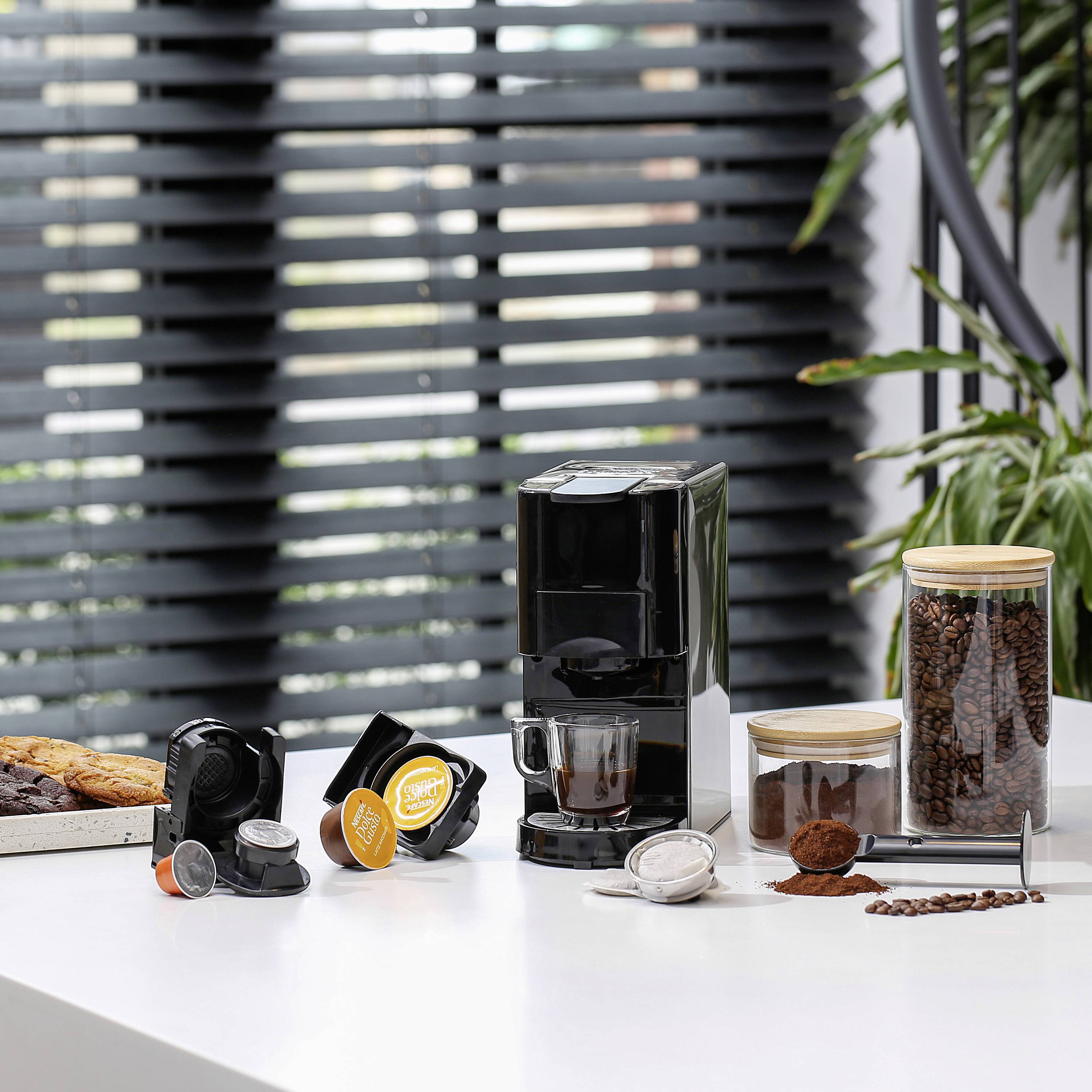 Princess 249450 01.249450.01.001 Kapselmaschine Schwarz, Silber (matt) E.S.E. Pad kompatibel