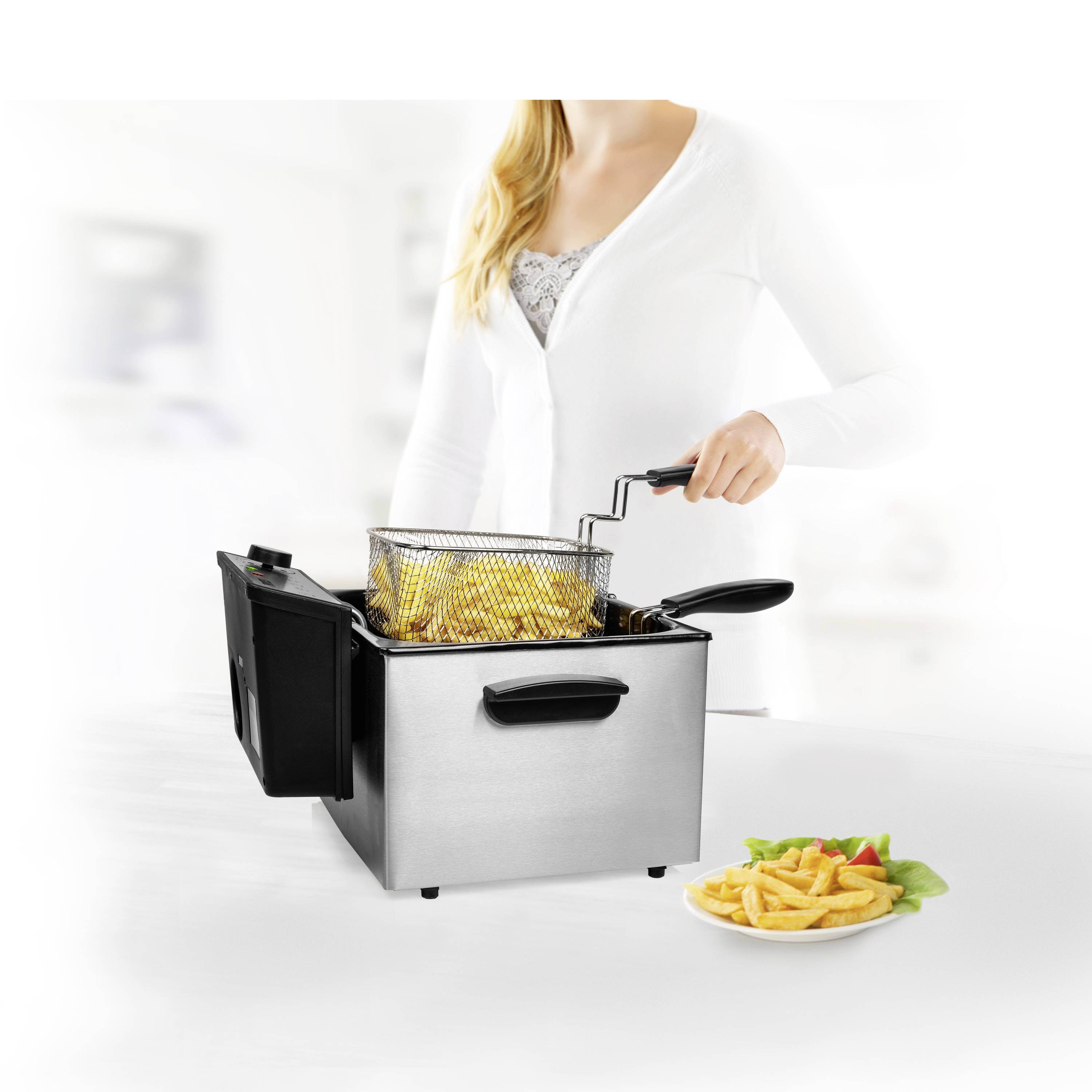 Princess 185000 Kaltzonen Fritteuse 5l 3270W Schwarz, Silber (matt)