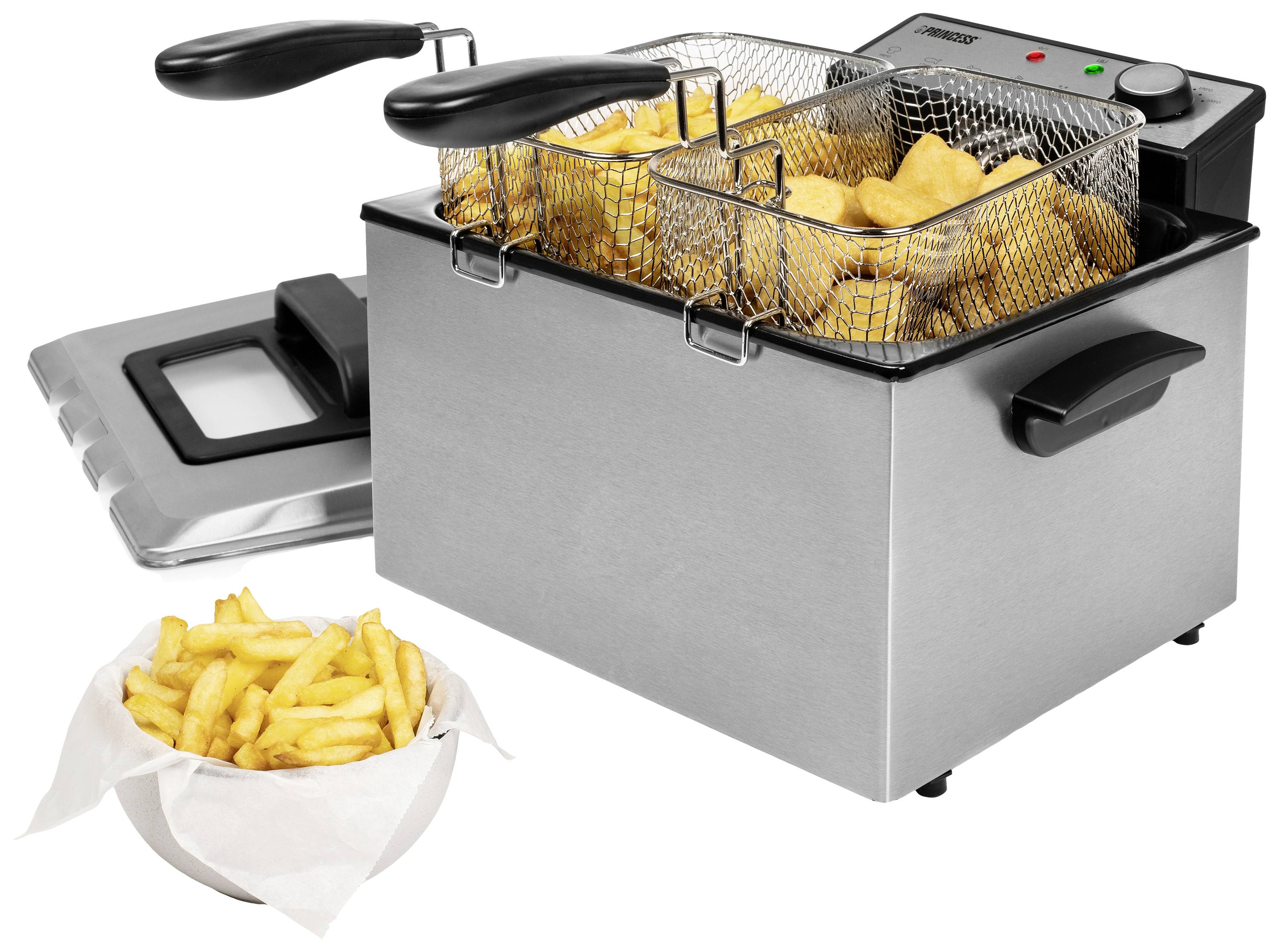 Princess 185000 Kaltzonen Fritteuse 5l 3270W Schwarz, Silber (matt)