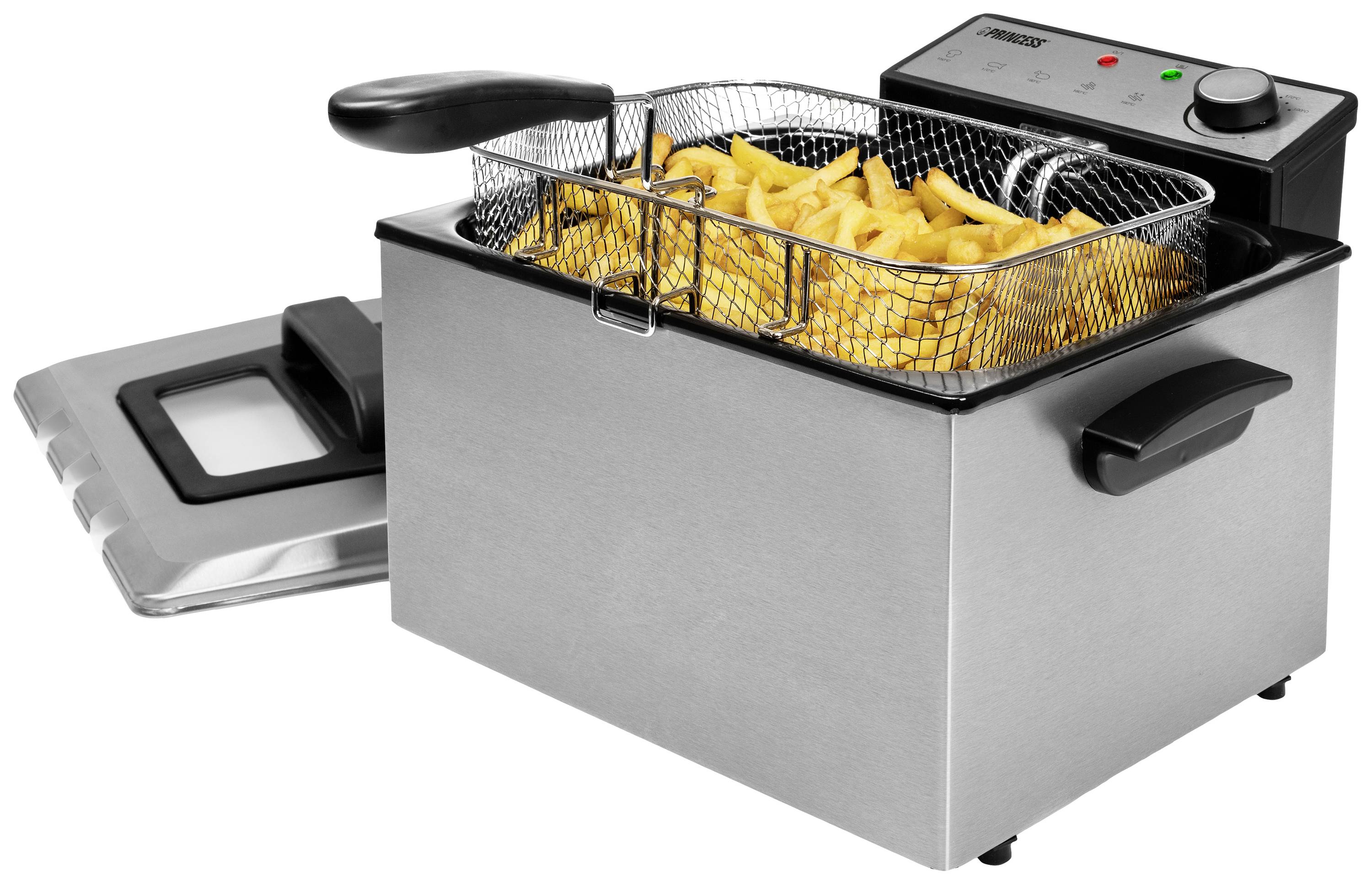 Princess 185000 Kaltzonen Fritteuse 5l 3270W Schwarz, Silber (matt)
