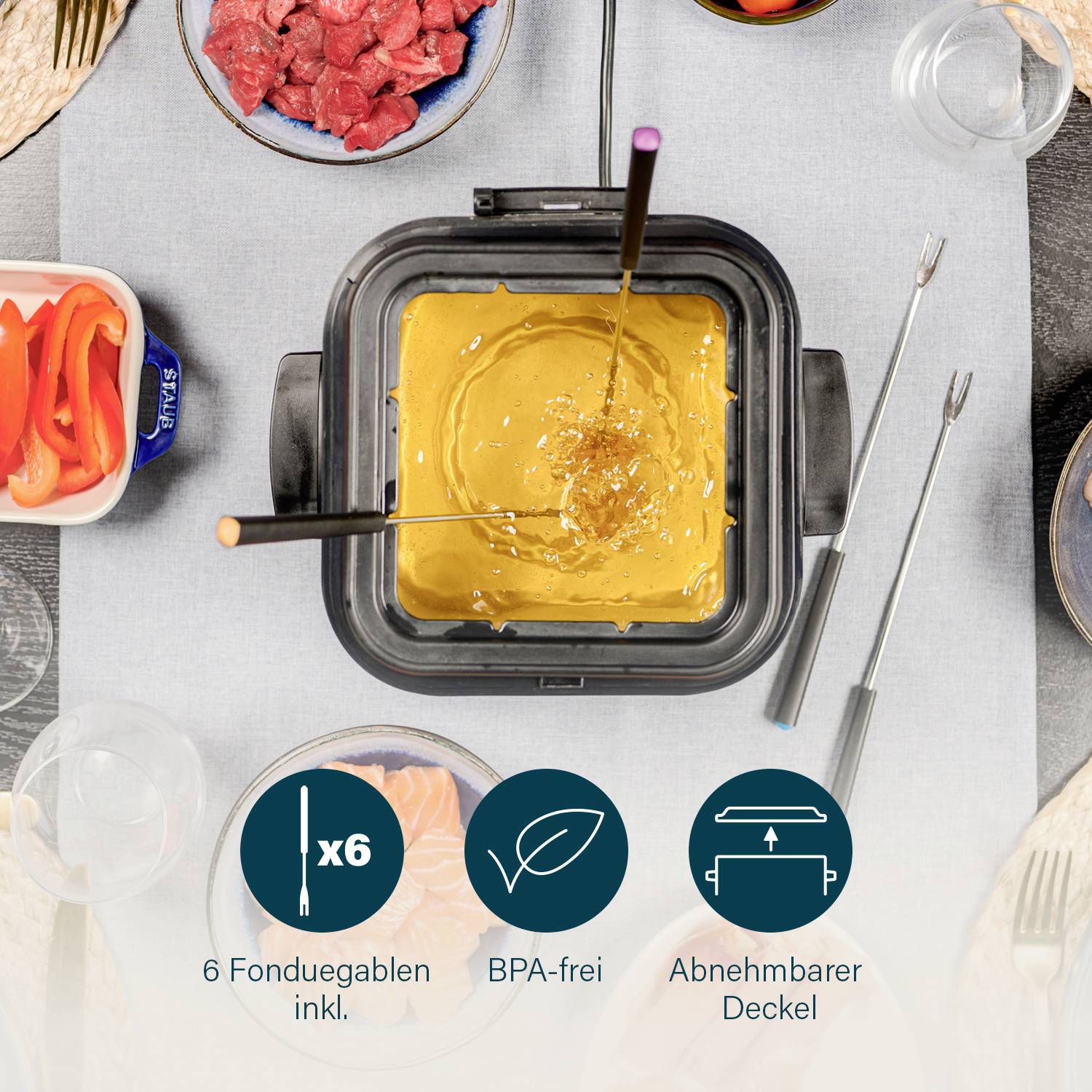 Princess 182611 Fritteuse 1.2l 840W 6 Fonduegabeln Edelstahl (gebürstet)