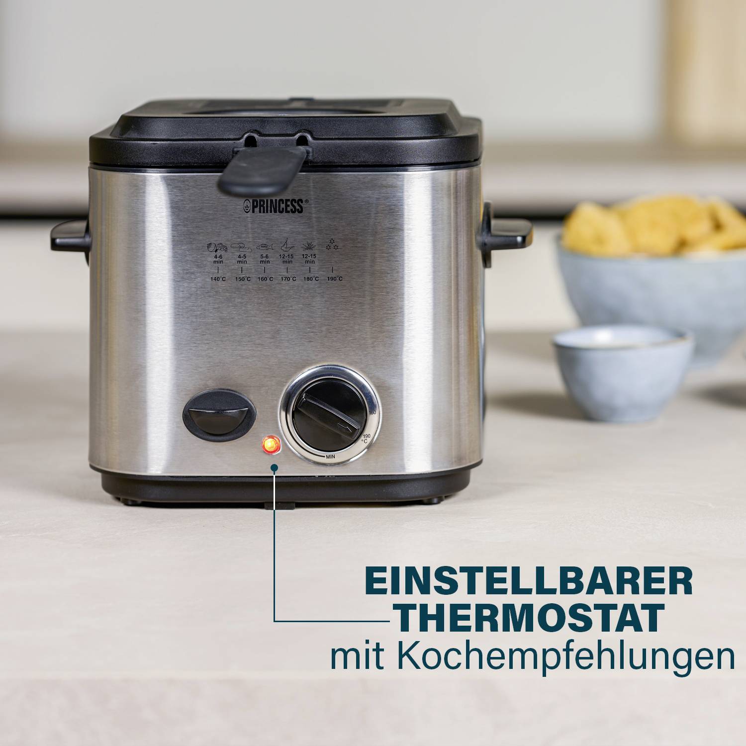 Princess 182611 Fritteuse 1.2l 840W 6 Fonduegabeln Edelstahl (gebürstet)