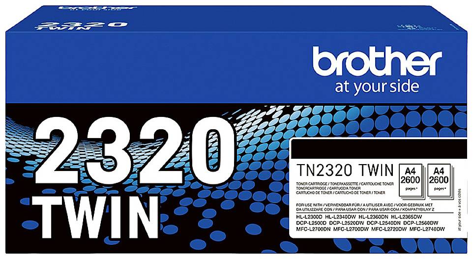 Brother Toner TN-2320TWIN Original 2er-Pack Schwarz 2600 Seiten TN2320TWIN