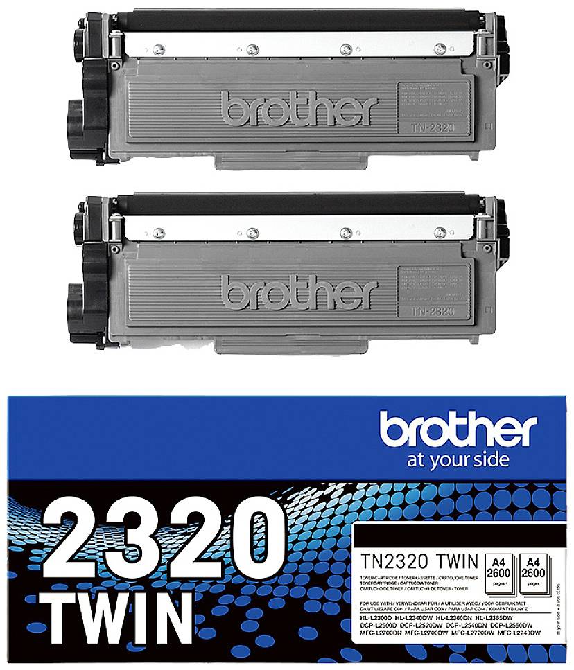 Brother Toner TN-2320TWIN Original 2er-Pack Schwarz 2600 Seiten TN2320TWIN