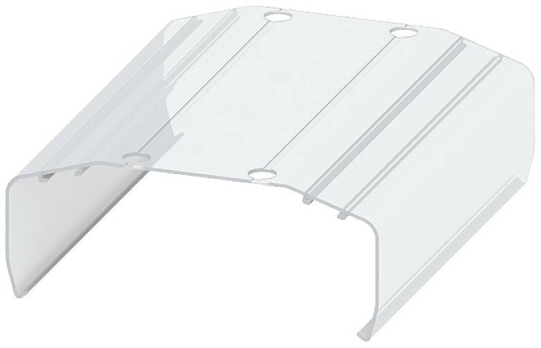 Durchsichtige gewellte Plastikabdeckung mit vier Befestigungslöchern, geeignet für den Schutz von Objekten vor Witterungseinflüssen.