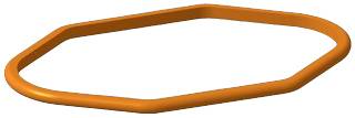 Ein orangefarbenes, achteckiges Band.
