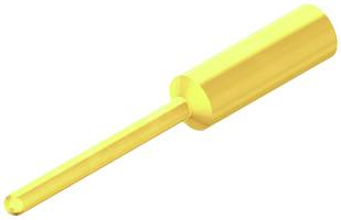 Gelber Stift auf weißem Hintergrund, zeigt die Spitze und den zylindrischen Körper.