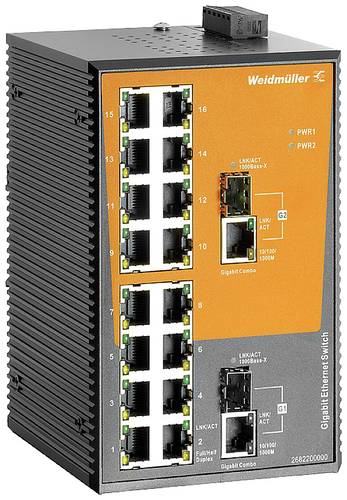 Weidmüller IE SW EL18 16TX 2GC Industrial Ethernet Switch 10 100 1000MBit s  - Onlineshop Voelkner