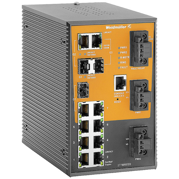 Weidmüller IE-SW-SL10M-7TX-3GC-LV Industrial Ethernet Switch 10 / 100 / 1000 MBit/s