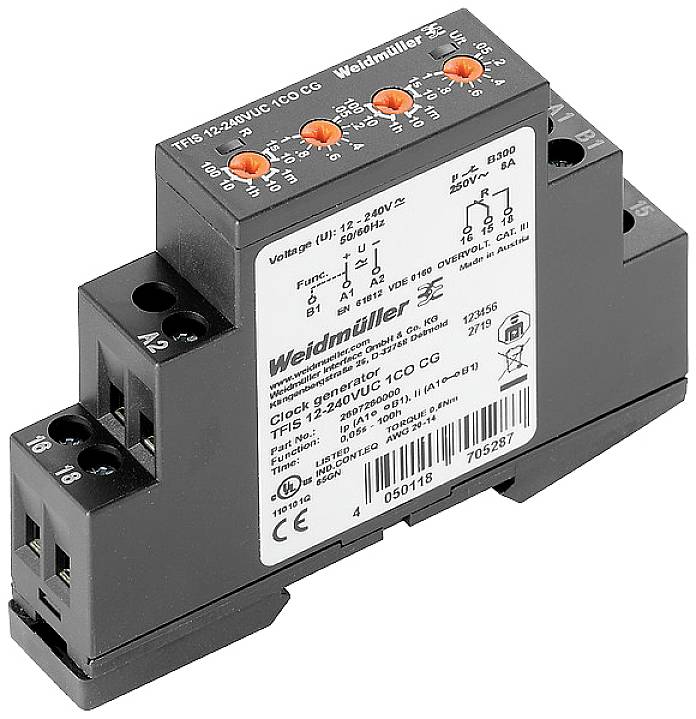 Weidmüller 2697260000 TFIS 12-240VUC 1CO CG Zeitrelais 1 St. Zeitbereich: 0.5 - 360000s 1 Wechsler