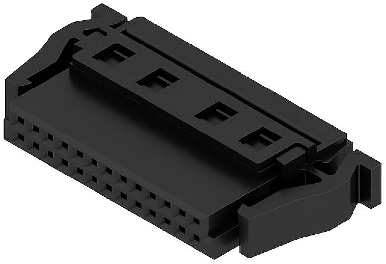 Ein schwarzer elektrischer Steckverbinder mit mehreren Kontaktpunkten, geeignet für die Verbindung von technischen Geräten.