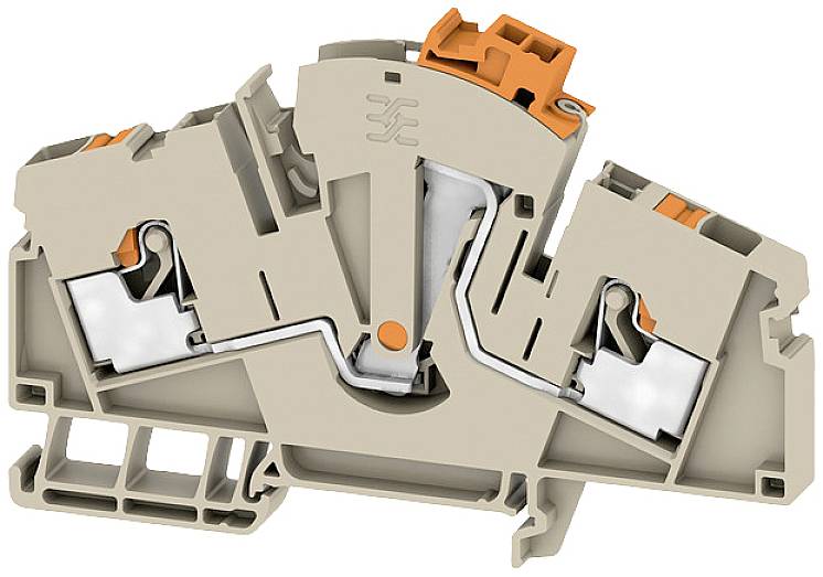 Ein beige-orange-farbiger elektrischer Steckverbinder mit Drähten, geeignet für die Sicherung oder Verbindung von Kabeln in elektrischen Anwendungen.