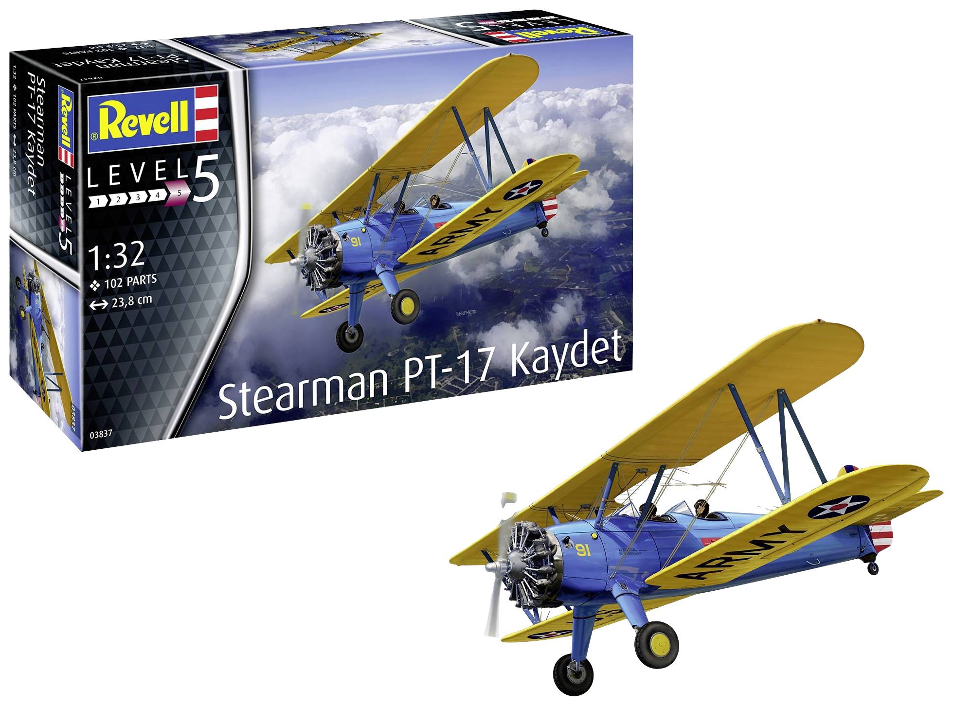 Revell 03837 Stearman PT-17 Kaydet Flugmodell Bausatz 1:32