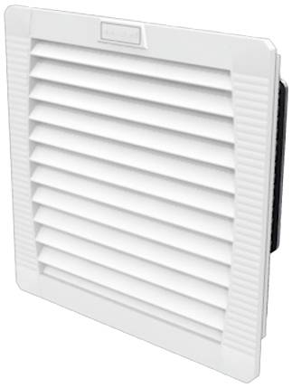 Ein weißes, rechteckiges Lüftungsgitter mit horizontalen Lamellen.