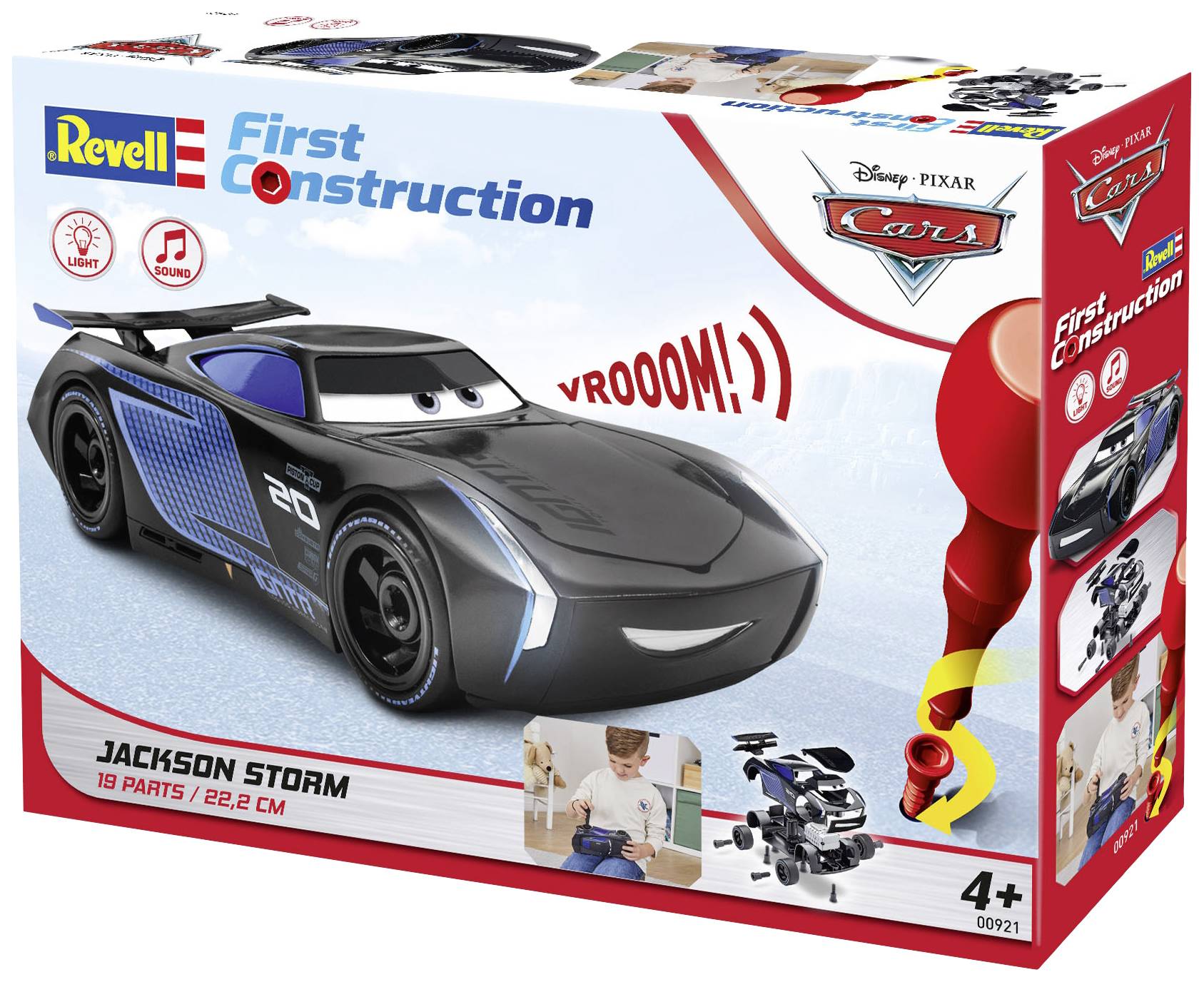 Revell First Construction Set für Kinder ab 4 Jahren. Enthält ein Modell von Jackson Storm aus Disney Pixar's 'Cars', 19 Teile.
