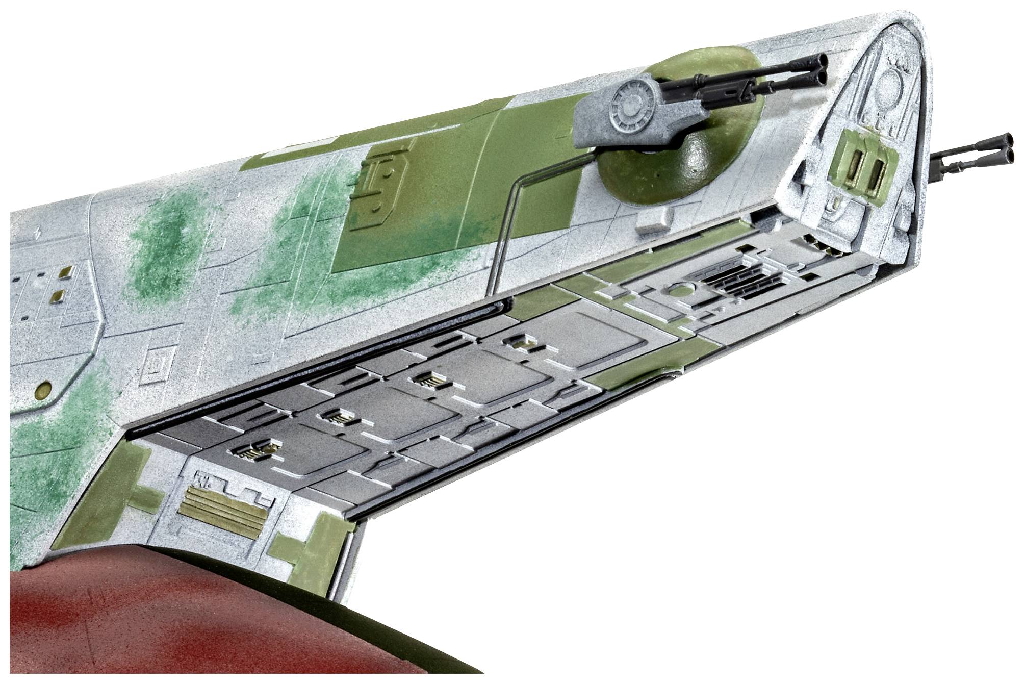 Detailansicht eines modularen Flügels eines Raumschiffs, zeigt ein detailliertes Design mit Metallplatten und einem angedeuteten Geschütz.