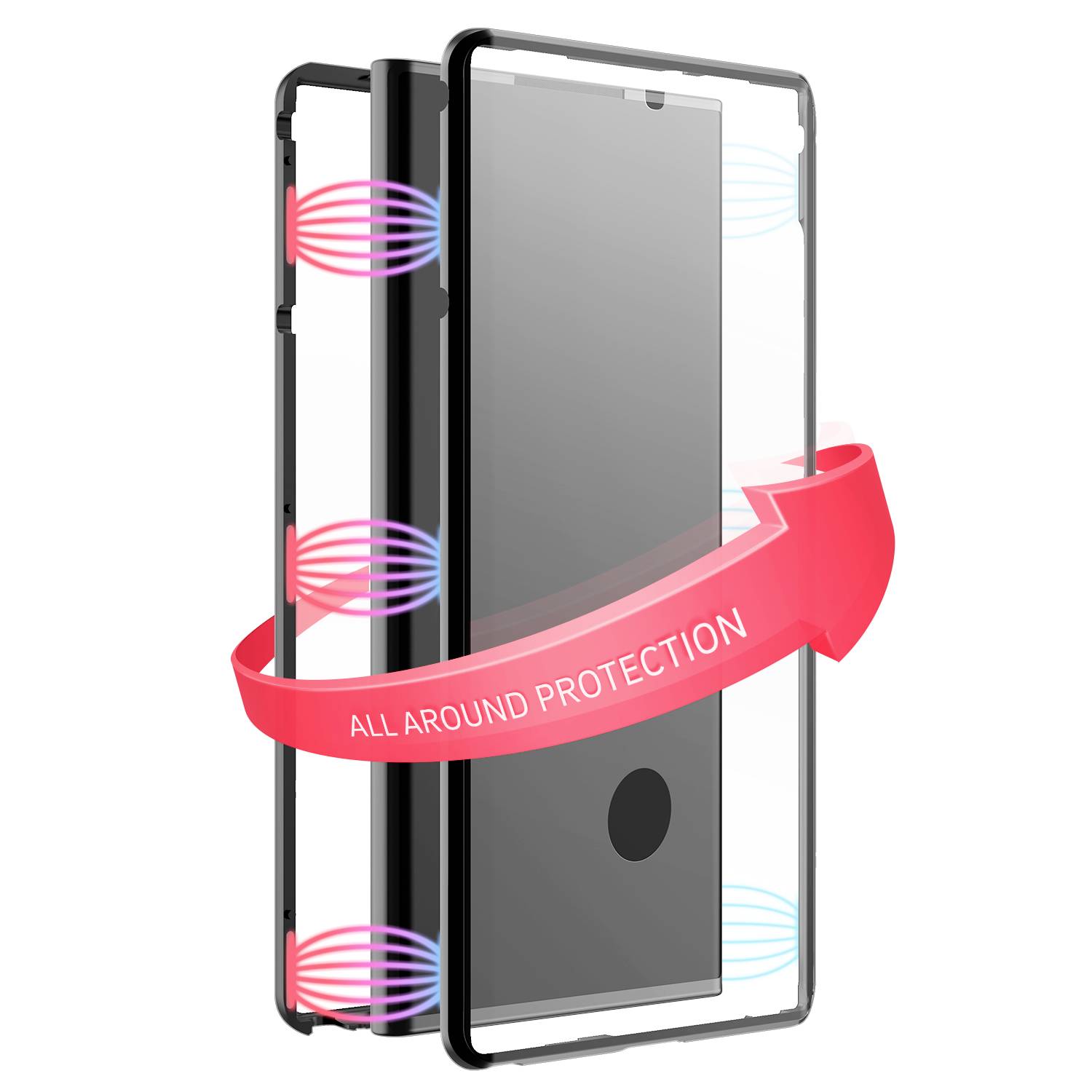 Black Rock 360° Cover Samsung Galaxy S22 Ultra Schwarz Induktives Laden 2166TGC02