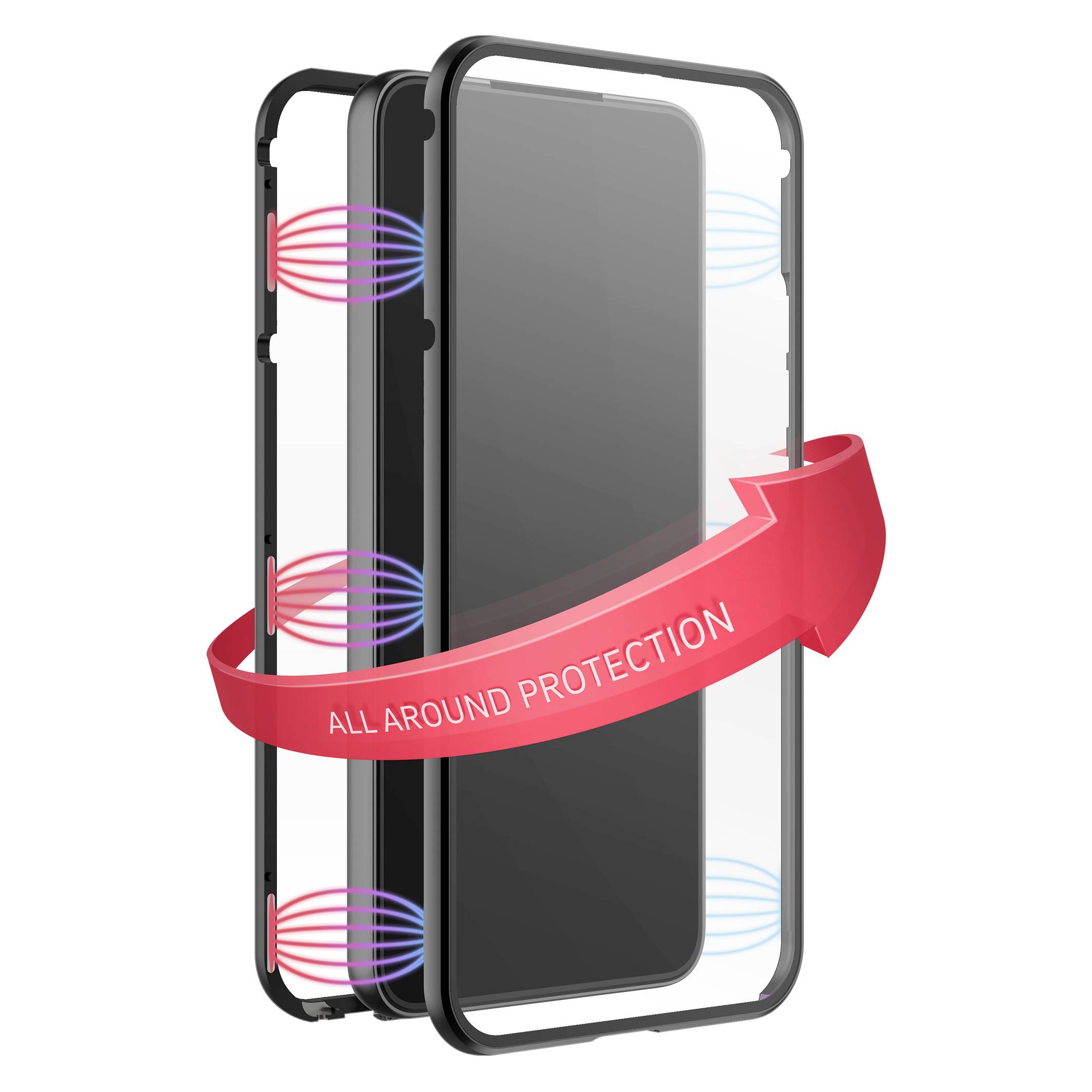 Black Rock 360° Cover Samsung Galaxy S22 Schwarz Induktives Laden 2160TGC02