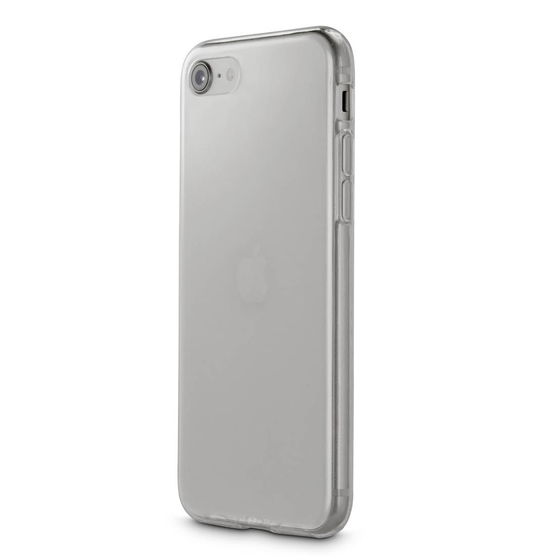 Ein durchsichtiges Handyhülle umhüllt ein Smartphone, zeigt die Rückseite und die Form des Geräts.