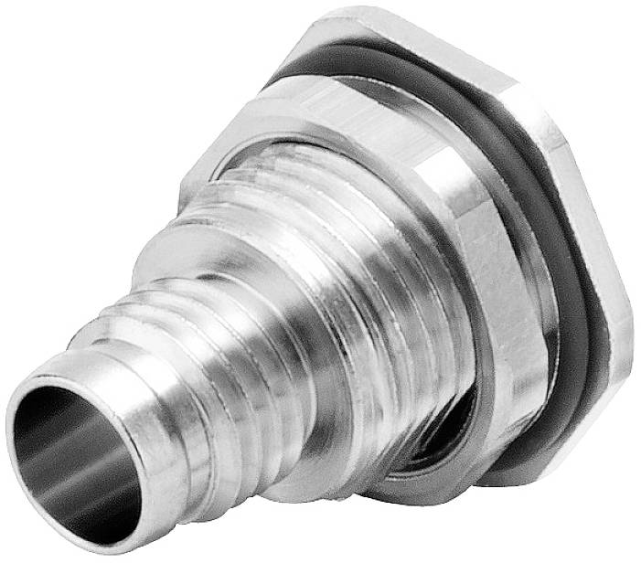 Metallischer Rohrverbinder mit mehreren Gewindeschichten, konzipiert für sicherere Schlauchverbindungen in Installationen.